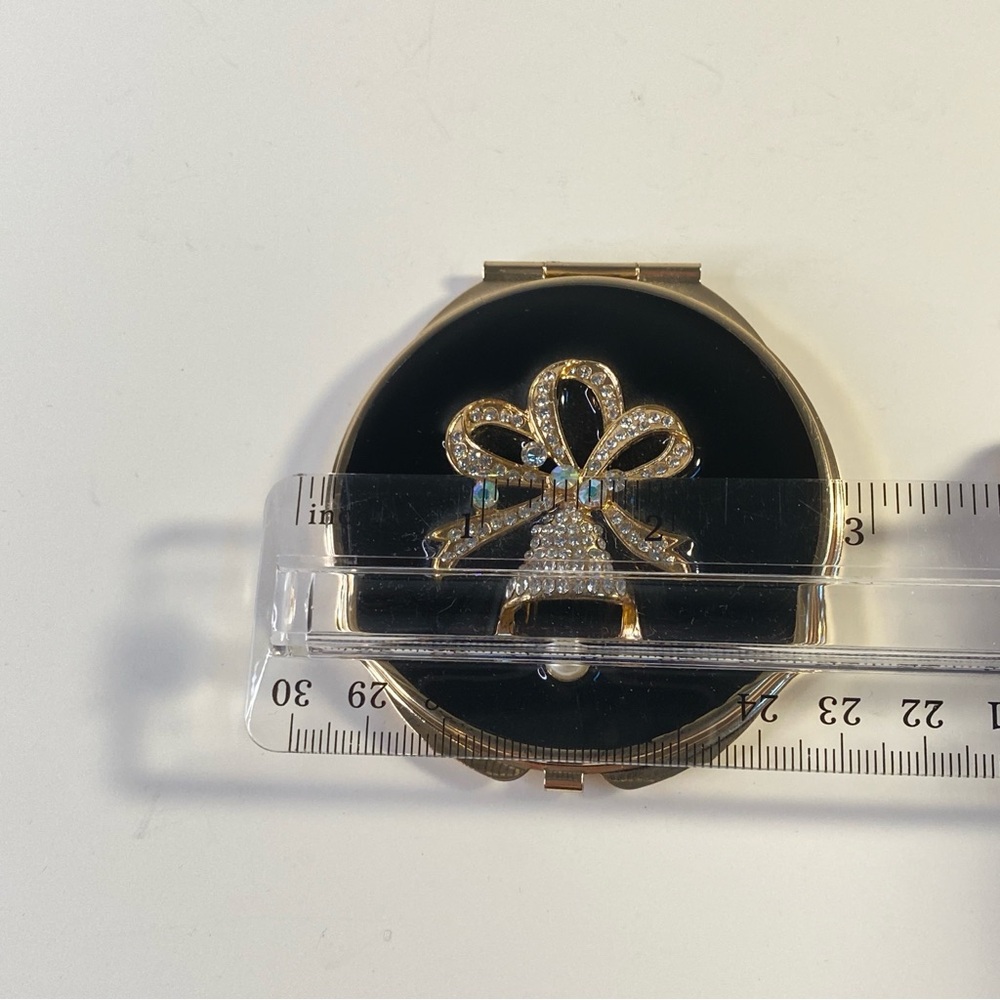 Vintage Rhinestone Bell & Bow Compact Mirror - Picture 4 of 4